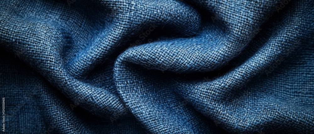 Fototapeta premium Textured Deep Blue Burlap Fabric Background