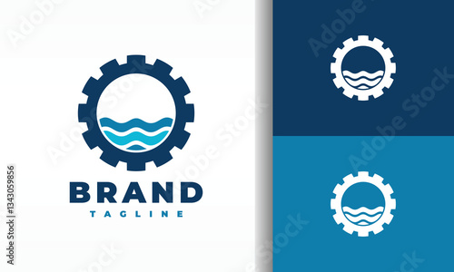 Gear with Water Wave Logo