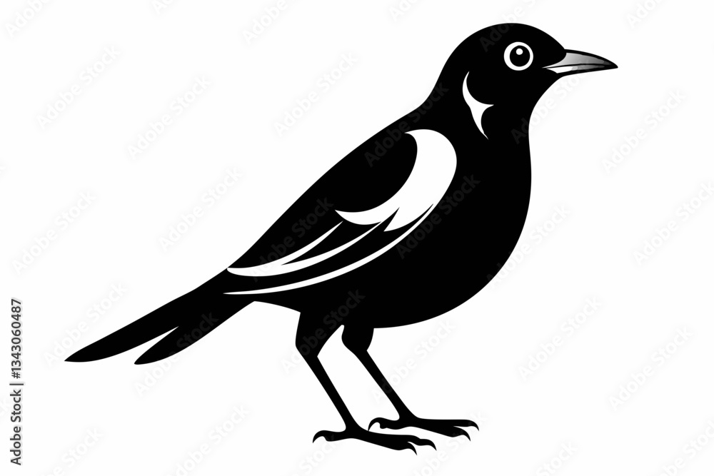 Obraz premium myna bird line art silhouette vector illustration