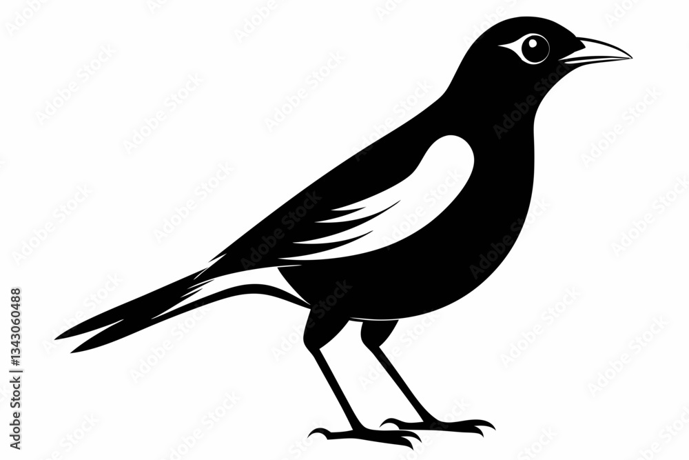 Fototapeta premium myna bird line art silhouette vector illustration