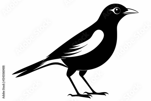 myna bird line art silhouette vector illustration