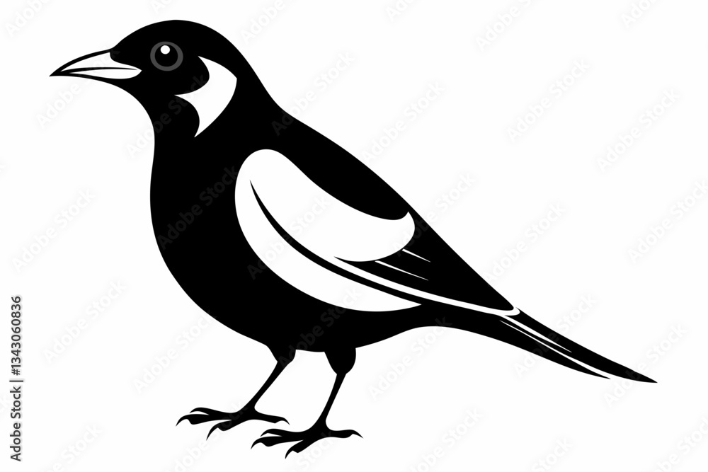 Naklejka premium myna bird line art silhouette vector illustration
