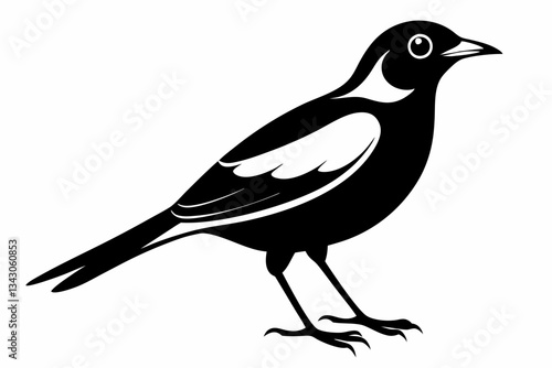 myna bird line art silhouette vector illustration