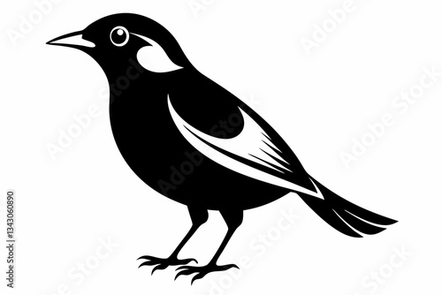 myna bird line art silhouette vector illustration