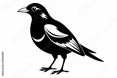 myna bird line art silhouette vector illustration