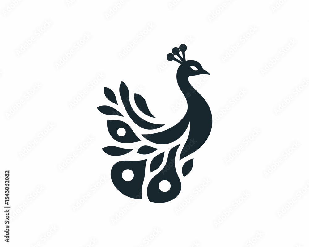 Fototapeta premium Peacock logo design icon symbol vector illustration. Peacock bird vector template.