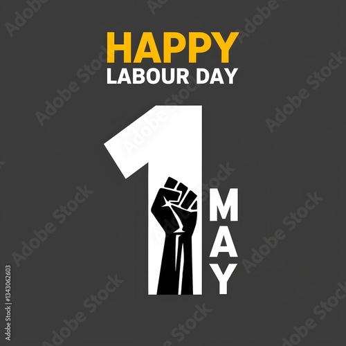 Powerful Labour Day graphic with raised fist for May 1st.