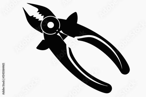 pliers plus cut line art silhouette vector illustration
