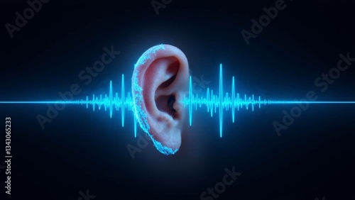Futuristic Ear Digital Health Sound Waves