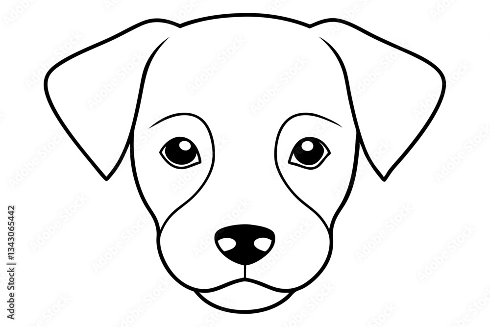 Fototapeta premium puppy head line art silhouette vector illustration