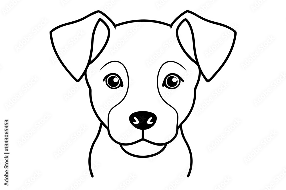Obraz premium puppy head line art silhouette vector illustration