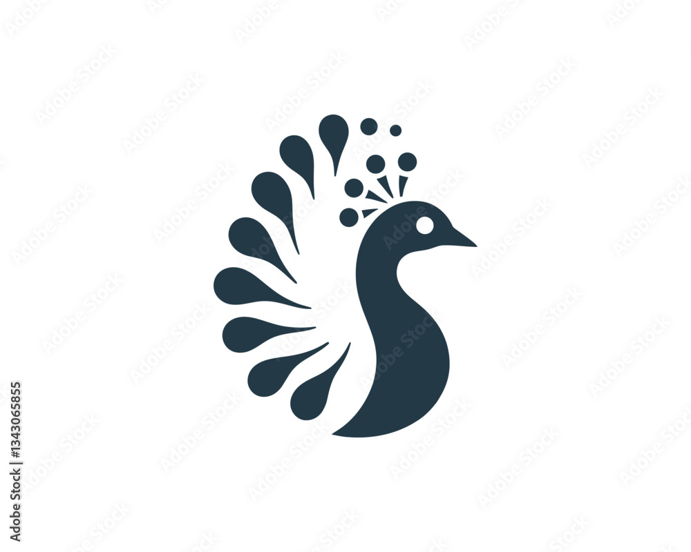 Fototapeta premium Peacock logo design icon symbol vector illustration. Peacock bird vector template.