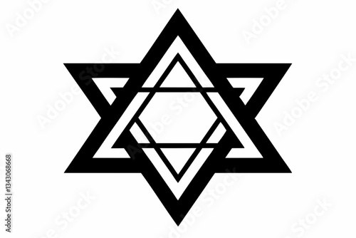 star of david line art silhouette vector illustration
