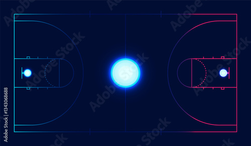 Basketball court top view, Basketball court line