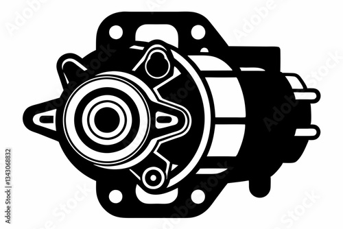 starter motor line art silhouette vector illustration