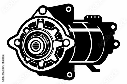 starter motor line art silhouette vector illustration