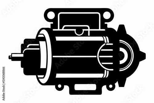starter motor line art silhouette vector illustration