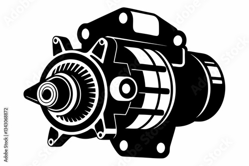 starter motor line art silhouette vector illustration
