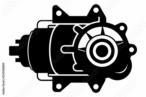 starter motor line art silhouette vector illustration
