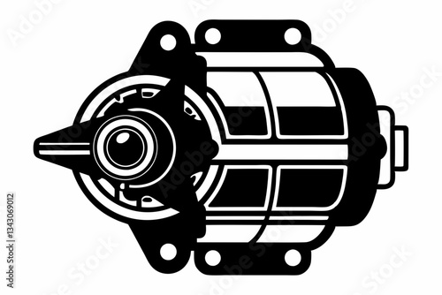 starter motor line art silhouette vector illustration