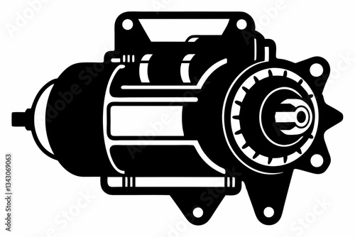 starter motor line art silhouette vector illustration