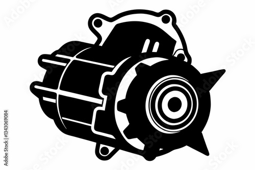 starter motor line art silhouette vector illustration