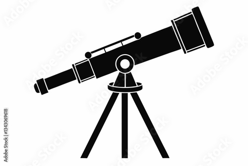 telescope line art silhouette vector illustration