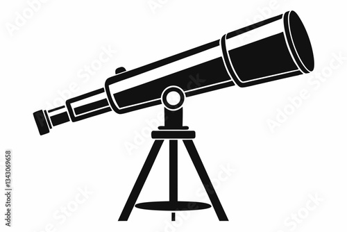 telescope line art silhouette vector illustration