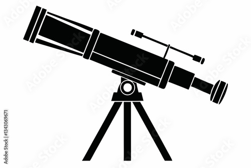 telescope line art silhouette vector illustration