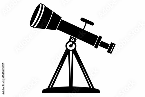 telescope line art silhouette vector illustration