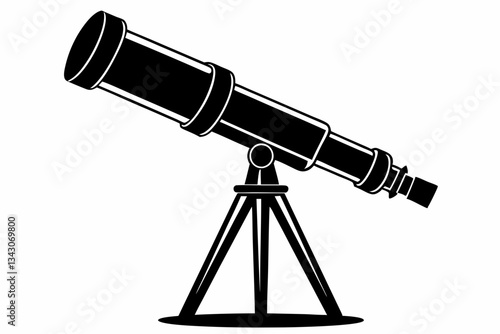 telescope line art silhouette vector illustration