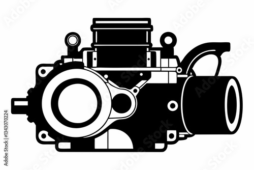 throttle body line art silhouette vector illustration