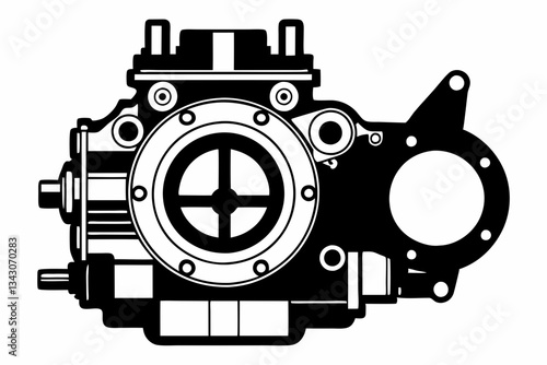 throttle body line art silhouette vector illustration