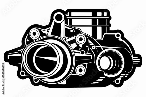 throttle body line art silhouette vector illustration
