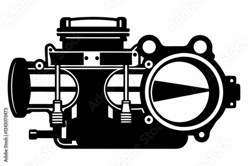 throttle body line art silhouette vector illustration