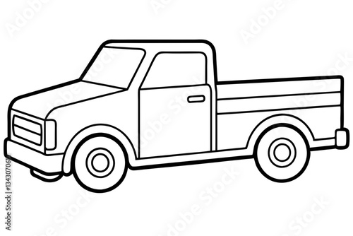 truck line art silhouette vector illustration