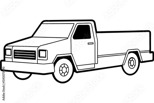 truck line art silhouette vector illustration