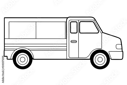 truck line art silhouette vector illustration