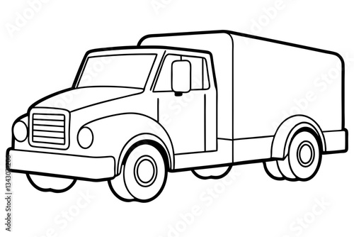 truck line art silhouette vector illustration