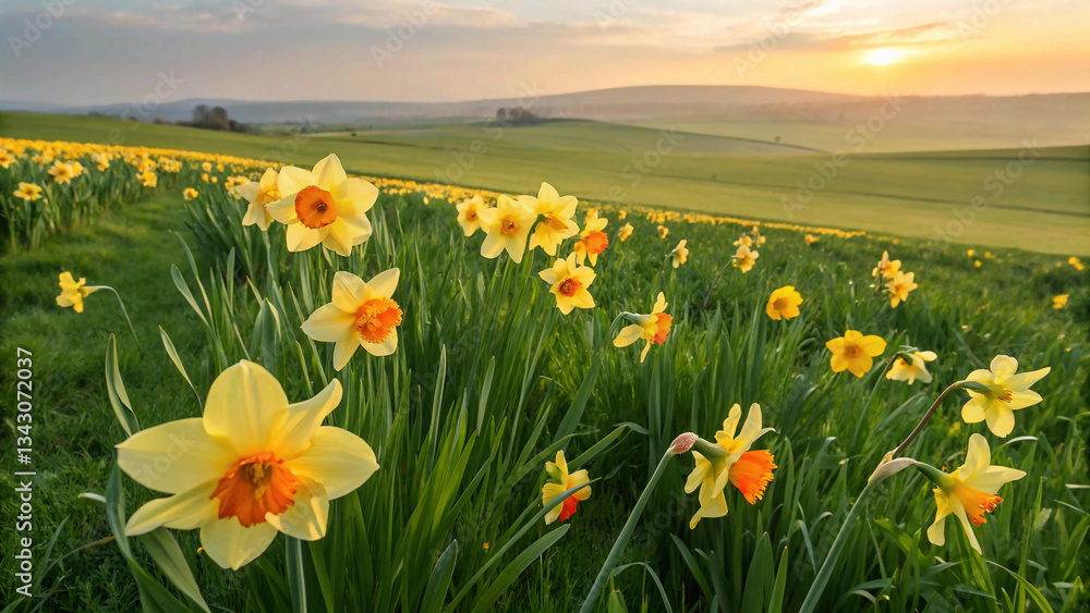 Daffodil flowers in the field Daffodil flowers in the field