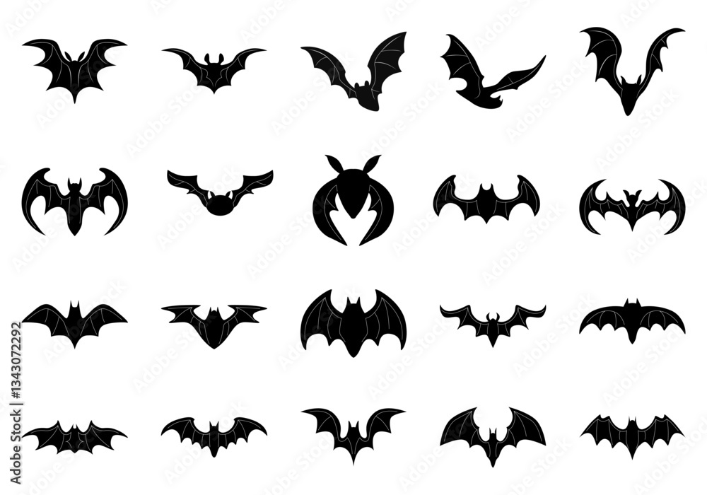Flying Bat Icon Element Set Flying Bat Icon Element Set