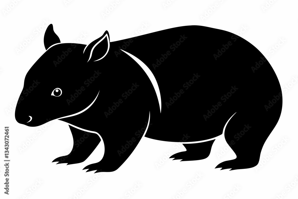 Fototapeta premium wombat line art silhouette vector illustration