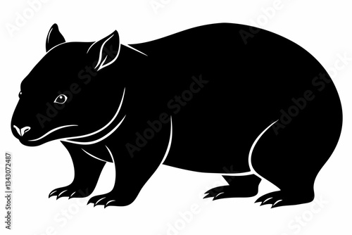 wombat line art silhouette vector illustration