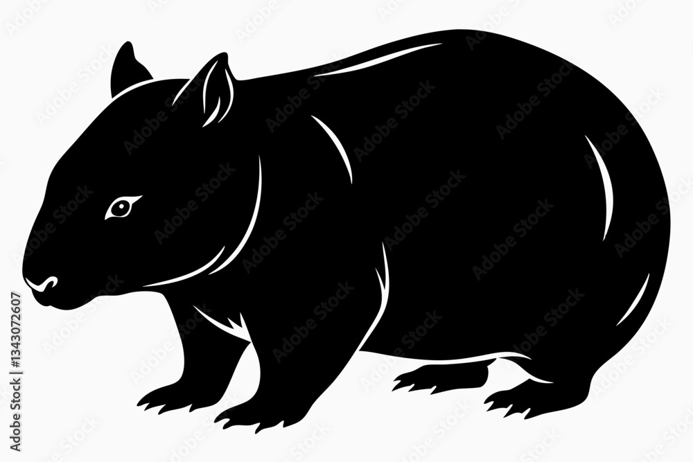 Fototapeta premium wombat line art silhouette vector illustration
