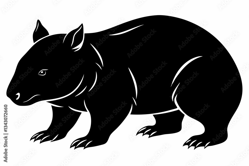 Obraz premium wombat line art silhouette vector illustration