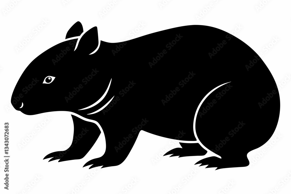 Fototapeta premium wombat line art silhouette vector illustration