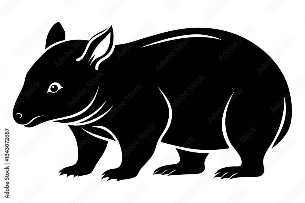 Fototapeta premium wombat line art silhouette vector illustration