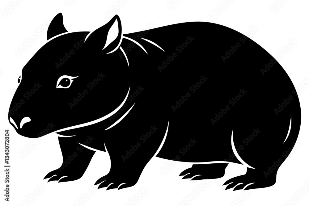 Fototapeta premium wombat line art silhouette vector illustration