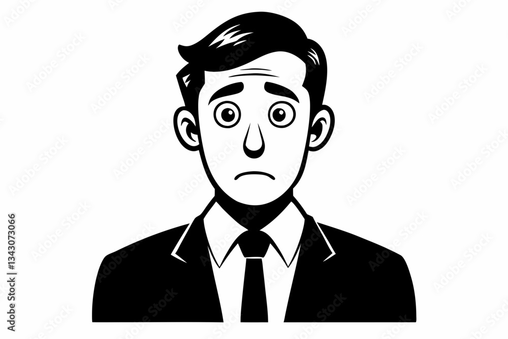worried businessman line art silhouette vector illustration worried businessman line art silhouette vector illustration