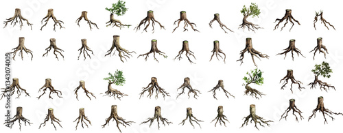 tree root watercolor clipart